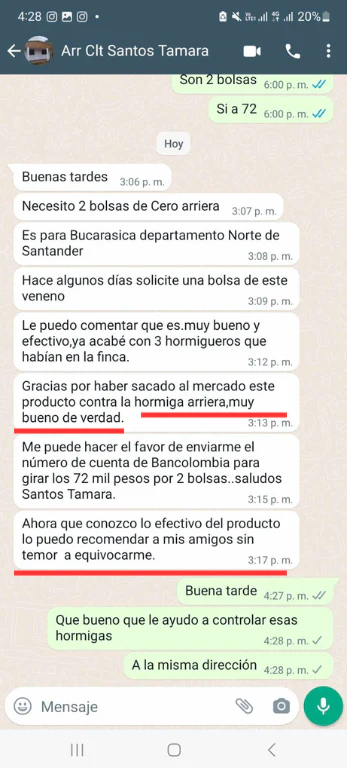 Testimonio control hormiga arriera